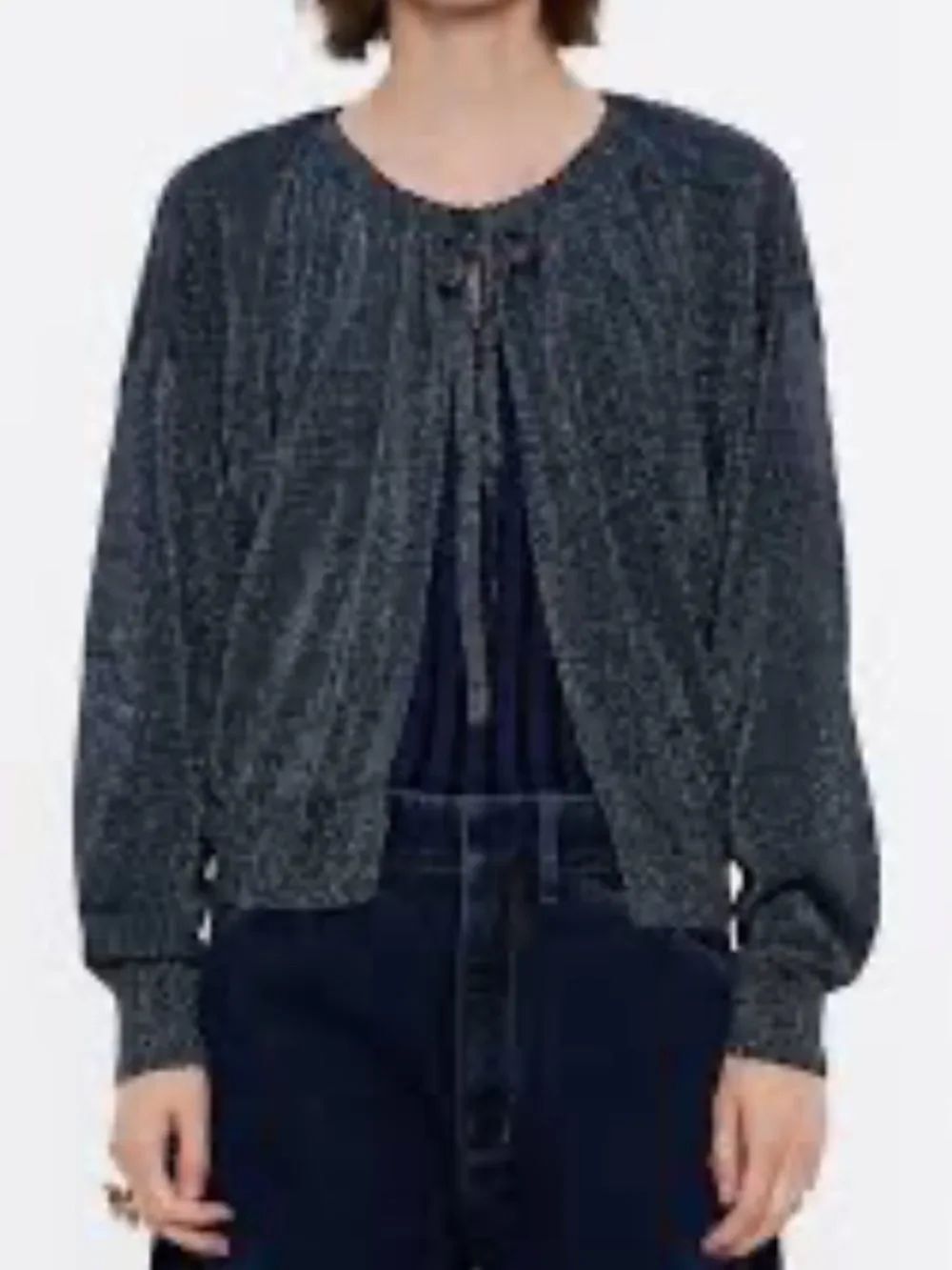 Bimba y Lola metallic, silver, black Sparkle Knit Open Cardigan -size medium